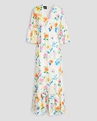 Moschino Floral-print broderie anglaise cotton maxi dress - Multicolor Multicolor