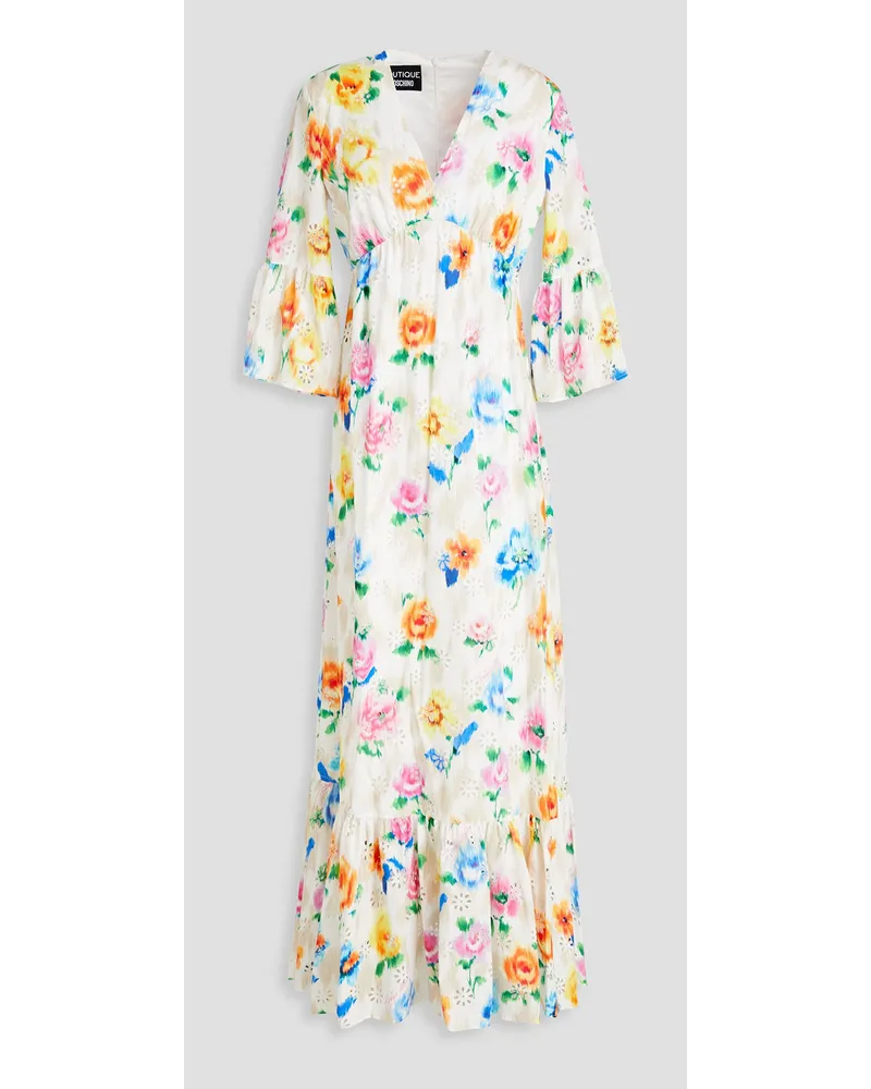 Moschino Floral-print broderie anglaise cotton maxi dress - Multicolor Multicolor