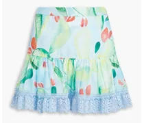 Vitoria ruffled printed cotton-blend voile mini skirt - Blue