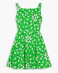 EMILIA WICKSTEAD Panna floral-print textured Swiss-dot cotton-blend mini dress - Green Green