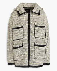 Maje Metallic tweed hooded jacket - Yellow Yellow