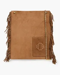 Maje Fringed suede shoulder bag - Brown Brown