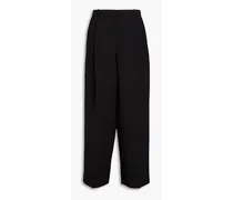 Pleated crepe wide-leg pants - Black
