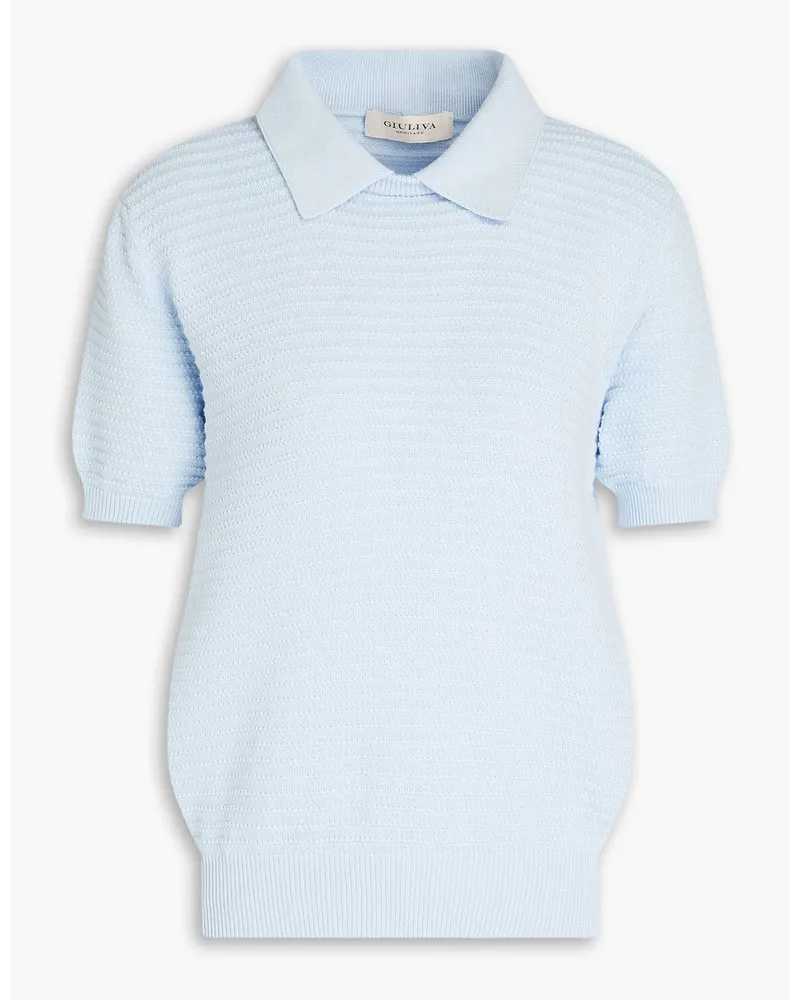 Giuliva Heritage Collection Siena textured-cotton polo sweater - Blue Blue