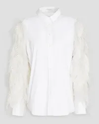 Brunello Cucinelli Organza-paneled cotton-blend poplin shirt - White White