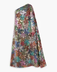 ASHISH Sari one-sleeve sequin-embellished georgette midi dress - Metallic Metallic