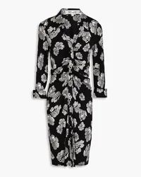 Diane von Furstenberg Sheska floral-print jersey shirt dress - Black Black