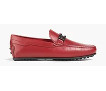 Embellished leather driving shoes - Red