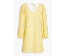 Cotton-blend corded lace mini dress - Yellow