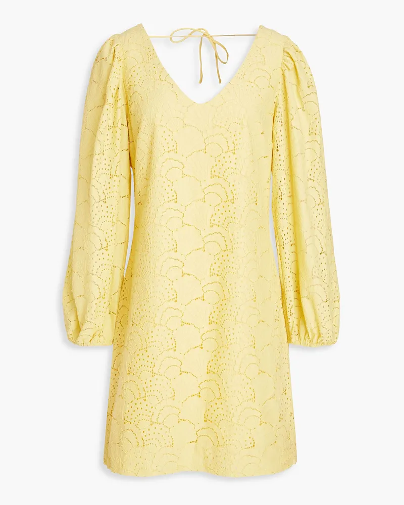 Samsøe & Samsøe Cotton-blend corded lace mini dress - Yellow Yellow