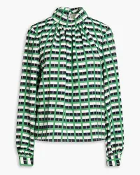 Stine Goya Ashley checked cloqué-jacquard blouse - Green Green