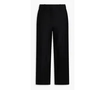 Cropped wool and silk-blend crepe straight-leg pants - Black