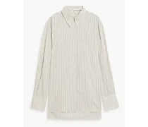 Striped cotton and silk-blend shirt - Neutral