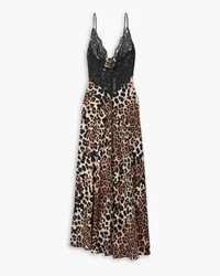 Rodarte Lace-trimmed leopard-print silk crepe de chine maxi dress - Animal print Animal