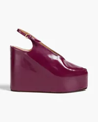 Dries van Noten Leather platform wedge sandals - Purple Purple