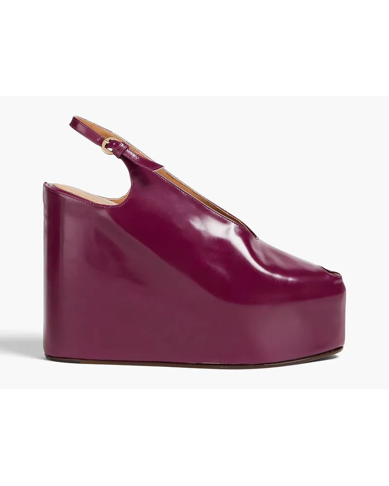 Leather platform wedge sandals - Purple