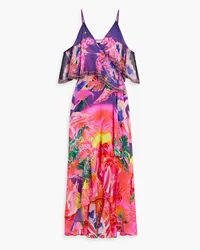 Camilla Cold-shoulder crystal-embellished silk crepe de chine wrap dress - Pink Pink