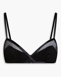 Zimmermann Satin-paneled tulle triangle bra - Black Black