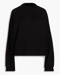 STAND Astring two-tone cotton-fleece sweatshirt - Black Black