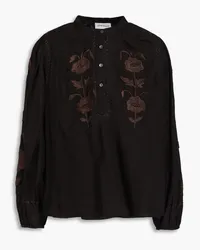 Antik Batik Isla embroidered cotton-gauze blouse - Black Black