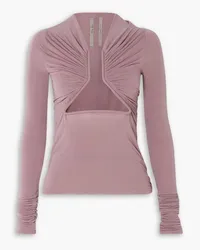 Rick Owens Cutout ruched stretch-jersey top - Pink Pink