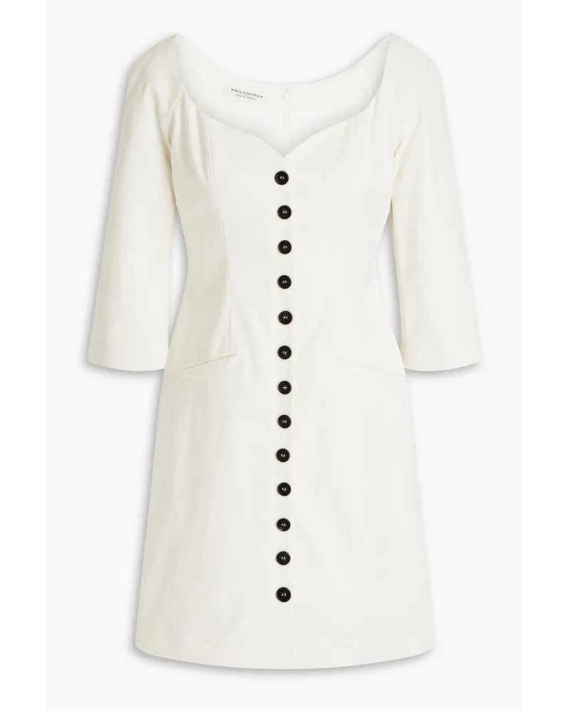 Philosophy Di Lorenzo Serafini Button-embellished cotton-blend grosgrain mini dress - White White