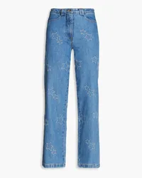 Stella Nova Cate embroidered high-rise straight-leg jeans - Blue Blue