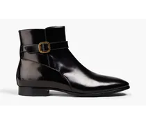 Buckle-detailed leather boots - Black