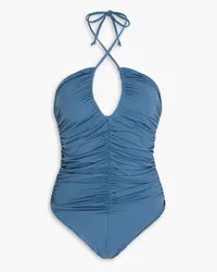 Marysia Hasell ruched halterneck swimsuit - Blue Blue