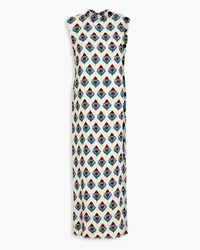 Tory Burch Printed crepe midi dress - White White