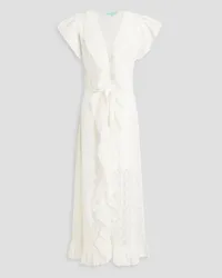 Melissa Odabash Brianna ruffled embroidered georgette coverup - White White