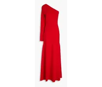 One-shoulder stretch-knit maxi dress - Red