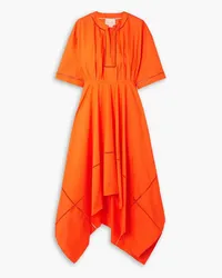 Roksanda Ilincic Talita asymmetric organic cotton-poplin midi dress - Orange Orange