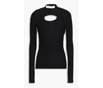 Convertible ribbed stretch-cotton jersey top - Black