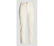 Wren cropped high-rise slim-leg jeans - White