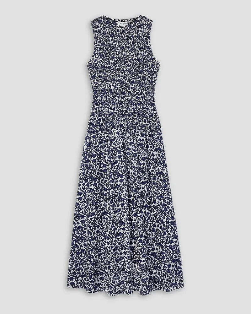 APIECE APART Siempre gathered floral-print cotton-voile midi dress - Blue Blue