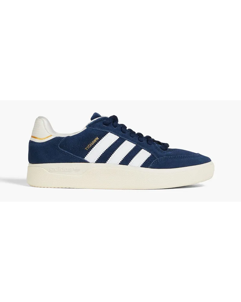 adidas Tyshawn Low leather-trimmed suede sneakers - Blue Blue