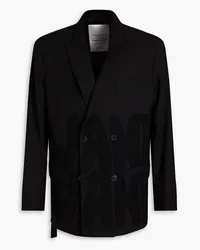 Valentino Garavani Double-breasted appliquéd woven blazer - Black Black