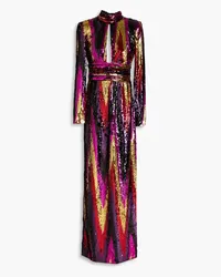 Rebecca Vallance Cutout sequined mesh gown - Pink Pink