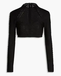 Hervé Léger Cropped knitted and mesh top - Black Black