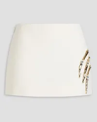 Area Claw embellished cutout wool-blend crepe mini skirt - White White