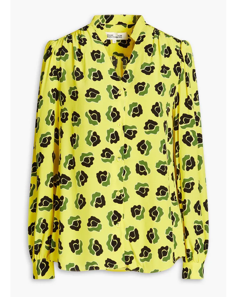 Diane von Furstenberg Printed crepe de chine blouse - Yellow Yellow