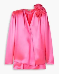 Magda Butrym Appliquéd silk-satin top - Pink Pink