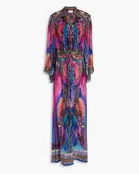 Camilla Crystal-embellished printed silk crepe de chine maxi dress - Pink Pink