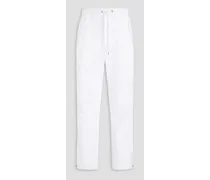 Stretch-cotton track pants - White
