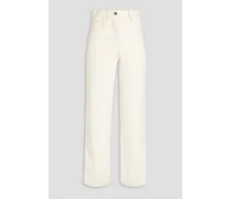 Dan silk and linen-blend straight-leg pants - White