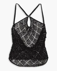 COPERNI Cutout embellished crochet-knit halterneck top - Black Black