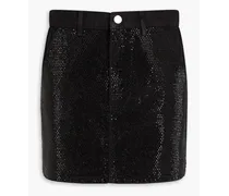 Crystal-embellished denim mini skirt - Black