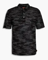 Missoni Appliquéd crochet-knit cotton-blend polo shirt - Black Black