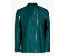 Embellished leather cape - Green
